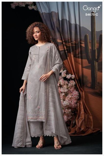 Ganga fashmi 4675 designer code dress material wholesalers